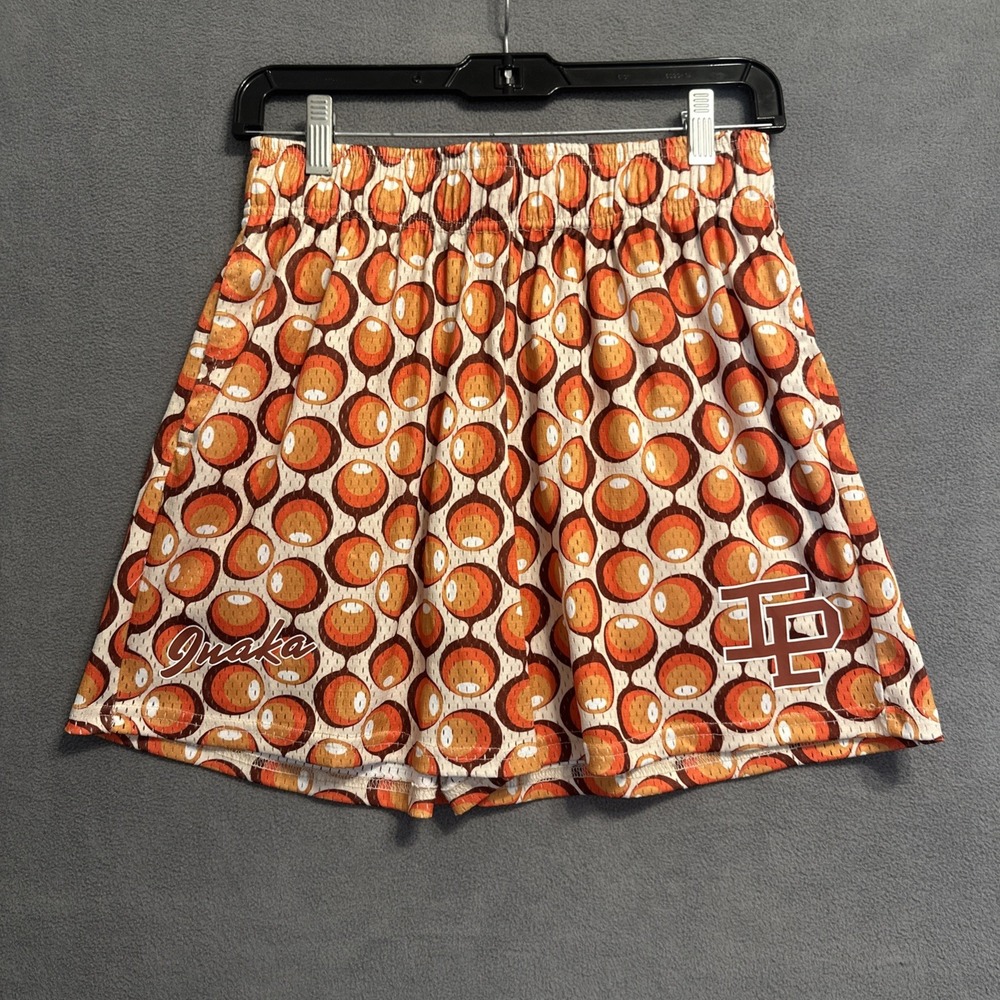 Inaka Power Lantern Shorts Men's Size M Orange Mesh AOP 5" Inseam Gym Workout